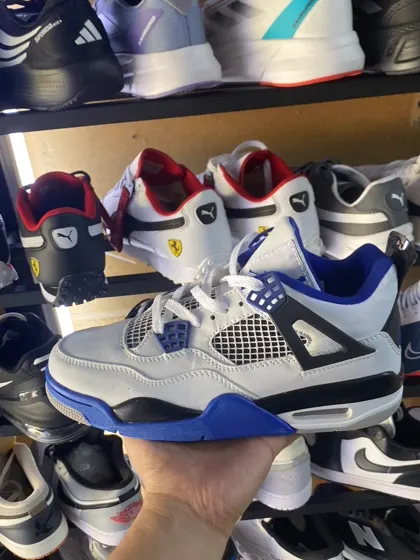 Air Jordan 4 Retro Motorsport (blanco / azul)