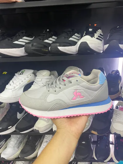 Le Coq Sportif Gris / Azul con rosa (dama)